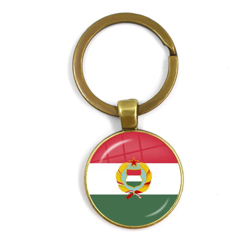 Malta Zambia Zimbabwe Latvia Armenia Azerbaijan Saudi Arabia UAE Morocco Glass Cabochon National Flag Keychain Keyholder Gift