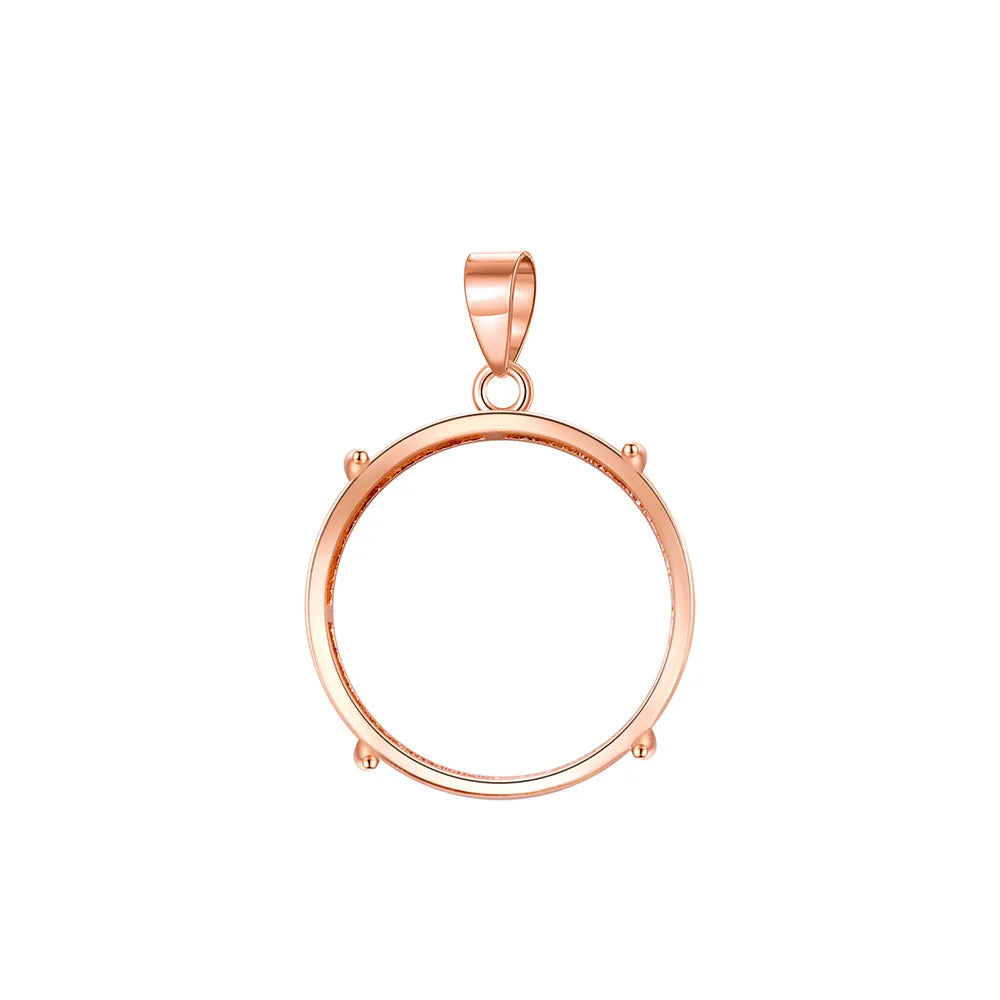 S925 Silver   Round Simple Four-Claw Classic Pendant Empty Pendant Not Inlaid Exquisite Fashion Explosions Light