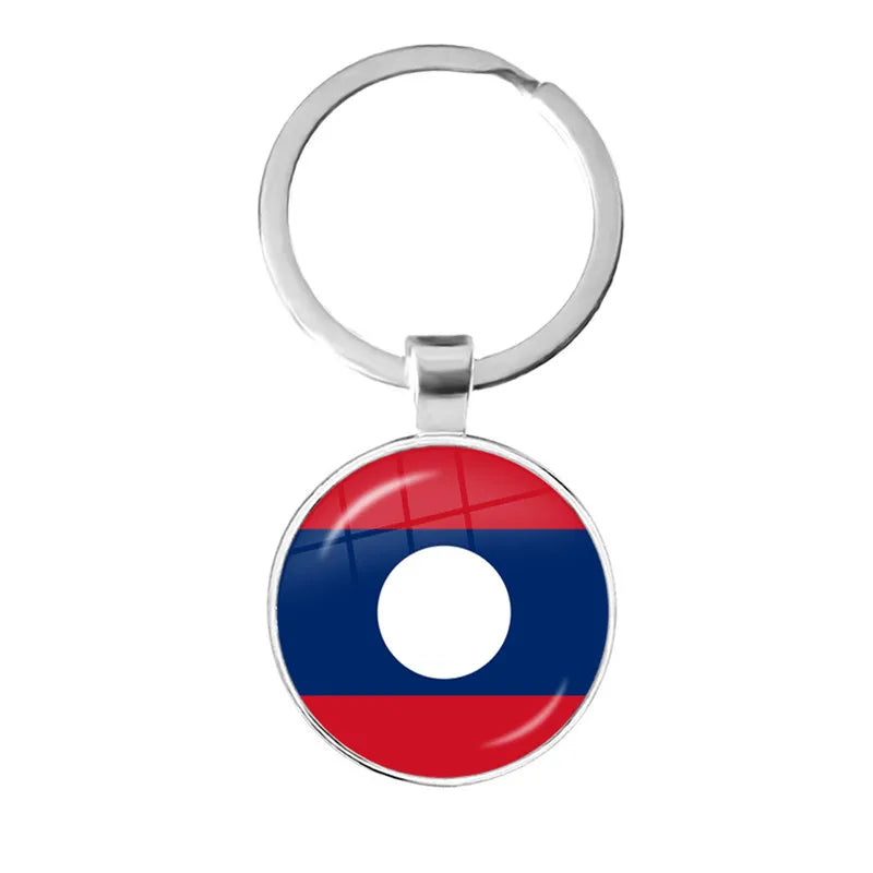 Malaysia, Laos, Denmark, Norway, Sweden, Slovakia National Flag Keychain 25mm Glass Cabochon Key Rings For Women Men Gift