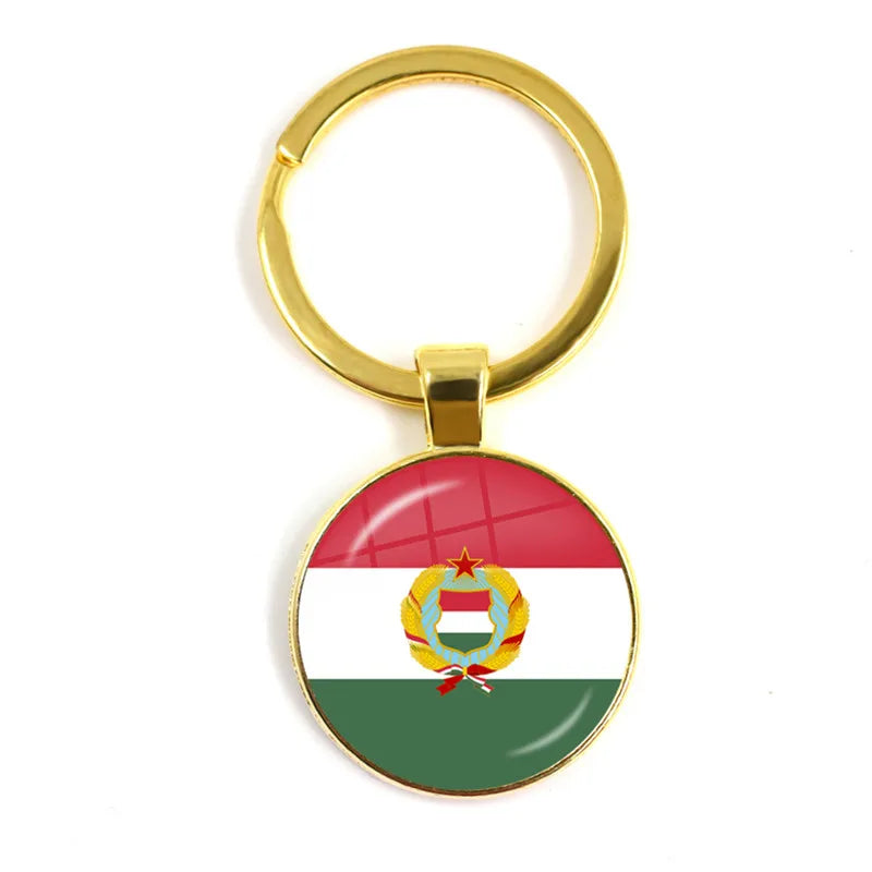 Malta Zambia Zimbabwe Latvia Armenia Azerbaijan Saudi Arabia UAE Morocco Glass Cabochon National Flag Keychain Keyholder Gift