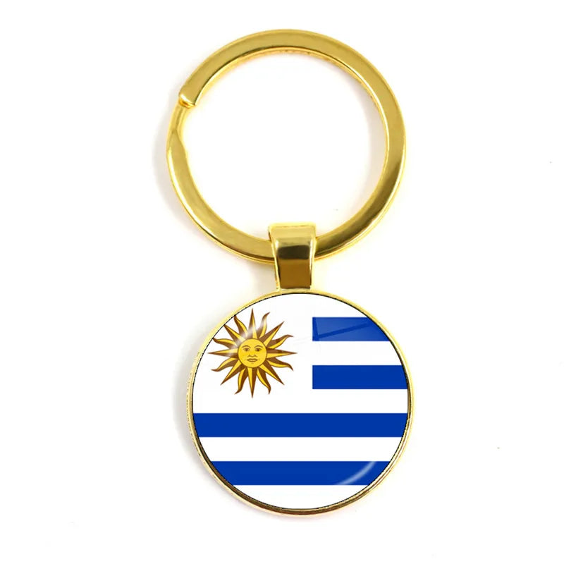 Malta Zambia Zimbabwe Latvia Armenia Azerbaijan Saudi Arabia UAE Morocco Glass Cabochon National Flag Keychain Keyholder Gift