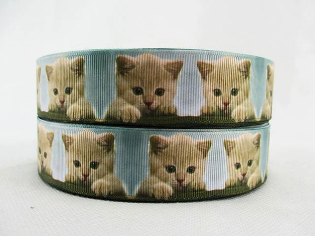 5 Yards Multi Size Cute Cat Theme Ribbons Grosgrain Animal Printed Decorations DIY Sewing Crafts For Making Hair Bows
