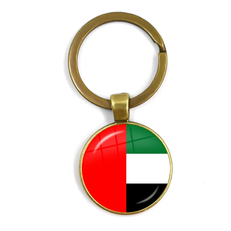 Malta Zambia Zimbabwe Latvia Armenia Azerbaijan Saudi Arabia UAE Morocco Glass Cabochon National Flag Keychain Keyholder Gift