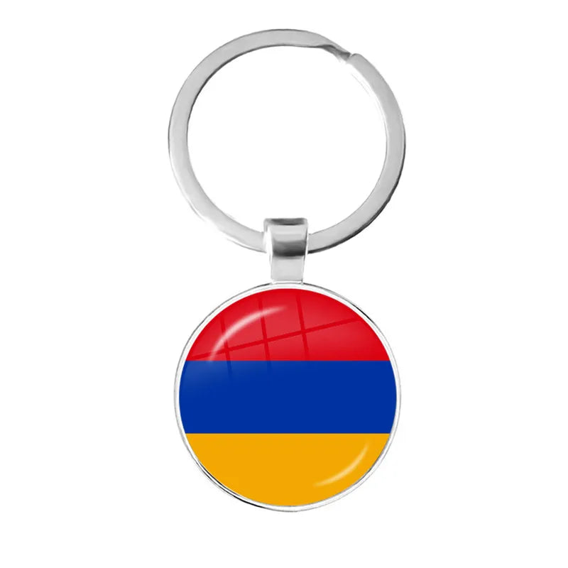 Malta Zambia Zimbabwe Latvia Armenia Azerbaijan Saudi Arabia UAE Morocco Glass Cabochon National Flag Keychain Keyholder Gift