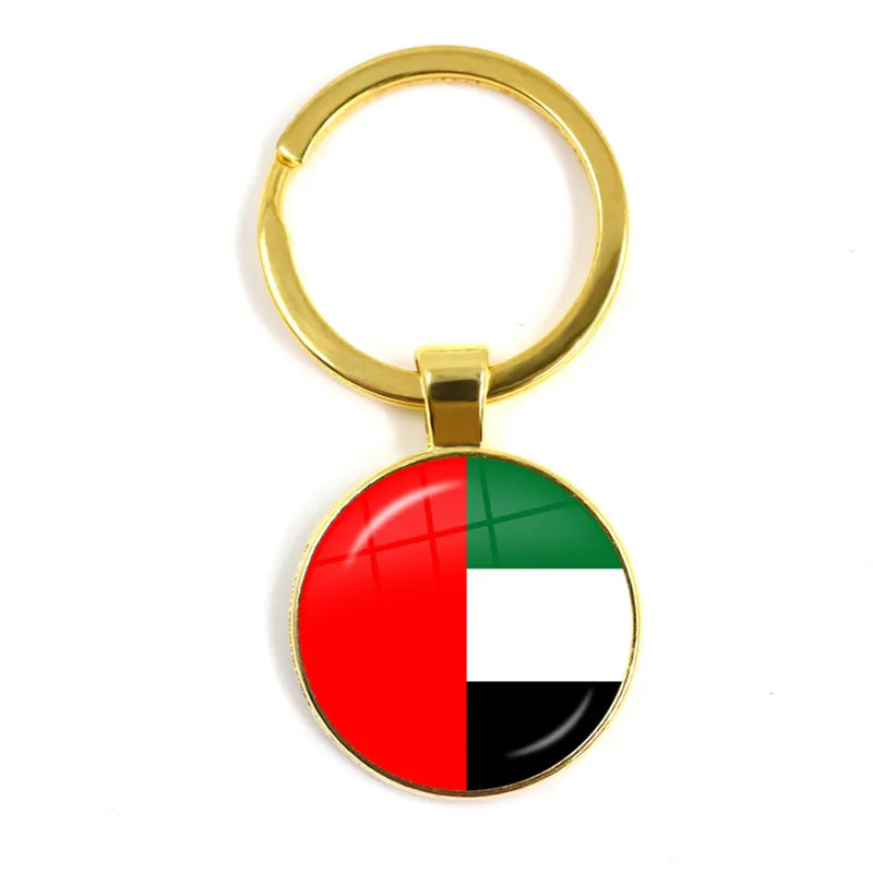 Malta Zambia Zimbabwe Latvia Armenia Azerbaijan Saudi Arabia UAE Morocco Glass Cabochon National Flag Keychain Keyholder Gift