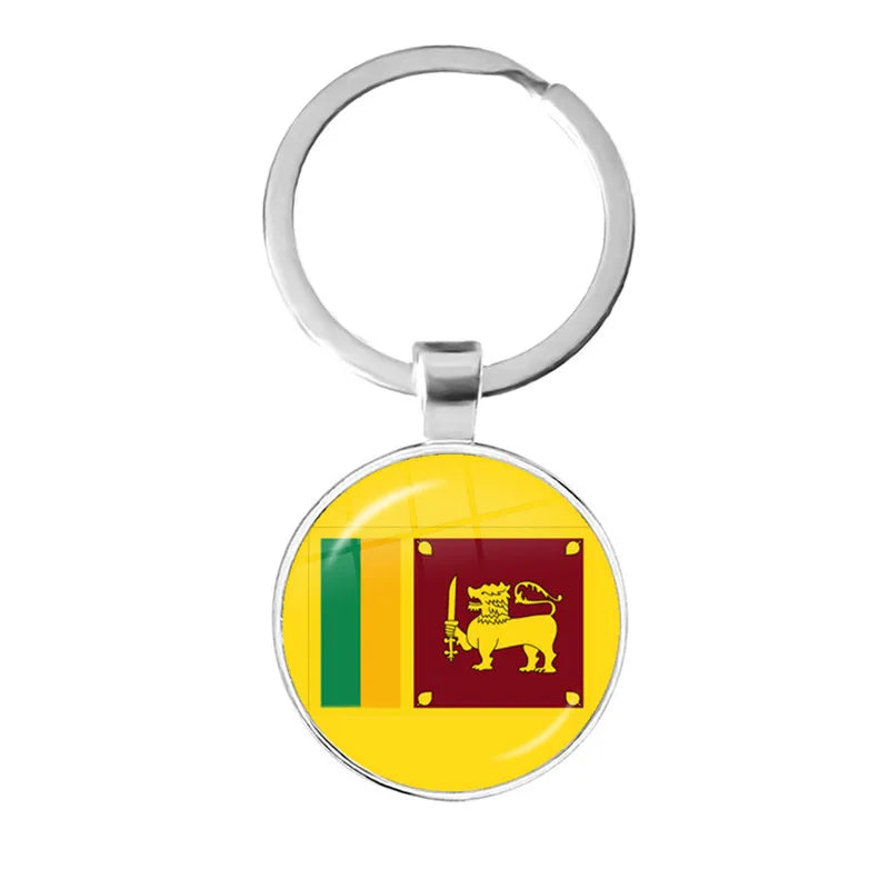 Malaysia, Laos, Denmark, Norway, Sweden, Slovakia National Flag Keychain 25mm Glass Cabochon Key Rings For Women Men Gift