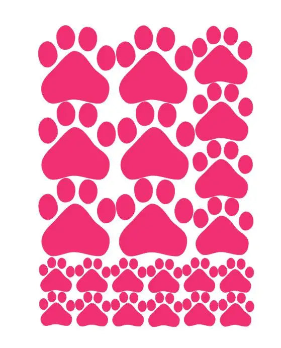 Cartoon Dog Cat Walking Paw Print Wall Stickers For Kids Rooms Pet Room Decoration Wall Art Bowl Car Glass Waterproof Poster