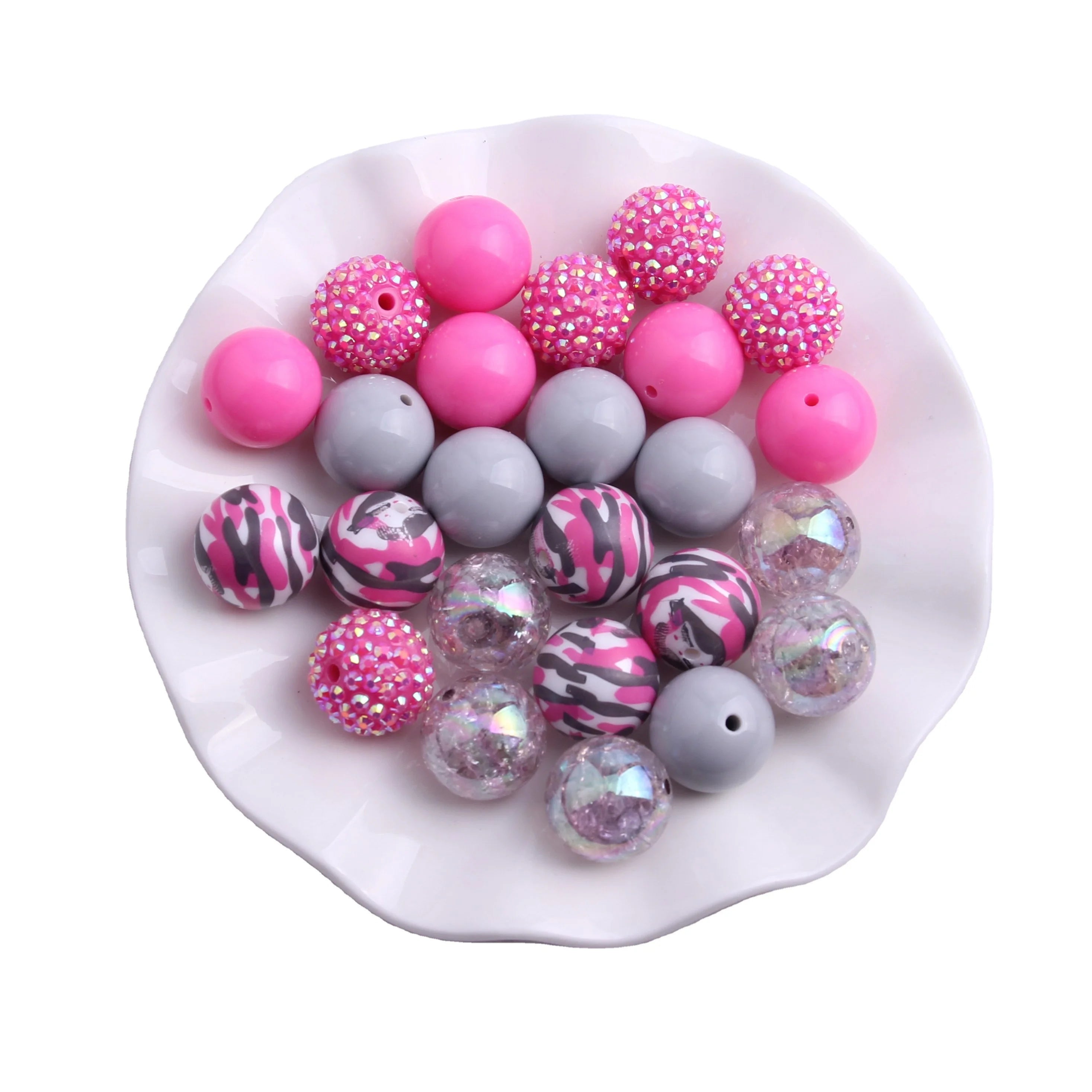 AM-041 100pcs Pack Wholesales Christmas Red Green Mix Set  Acrylic Chunky  Beads  for Kids Girls Jewelry Making Necklace 20mm