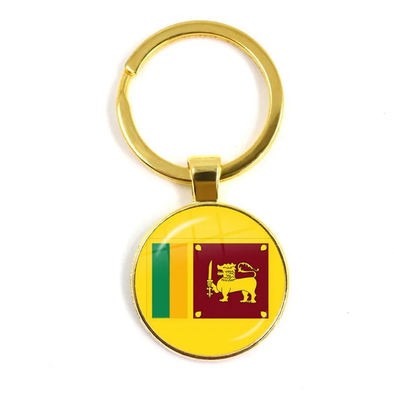 Malaysia, Laos, Denmark, Norway, Sweden, Slovakia National Flag Keychain 25mm Glass Cabochon Key Rings For Women Men Gift