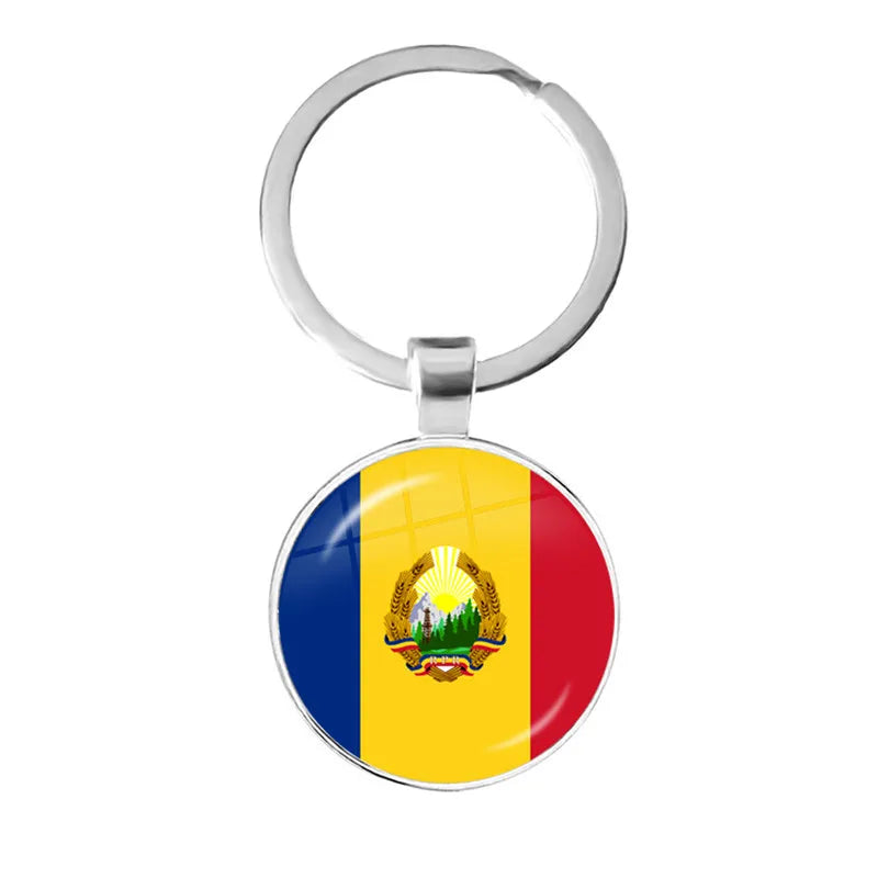 Malta Zambia Zimbabwe Latvia Armenia Azerbaijan Saudi Arabia UAE Morocco Glass Cabochon National Flag Keychain Keyholder Gift