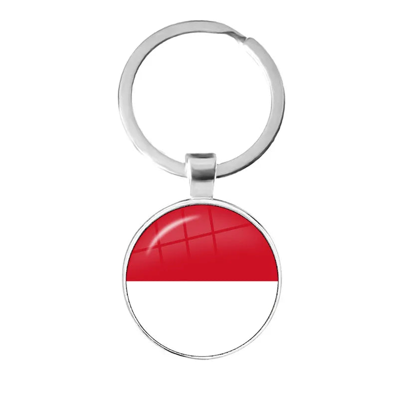 Malaysia, Laos, Denmark, Norway, Sweden, Slovakia National Flag Keychain 25mm Glass Cabochon Key Rings For Women Men Gift