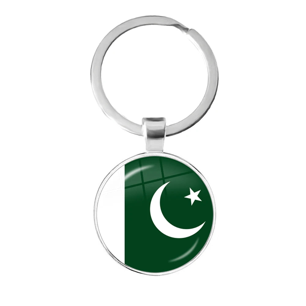 Malaysia, Laos, Denmark, Norway, Sweden, Slovakia National Flag Keychain 25mm Glass Cabochon Key Rings For Women Men Gift