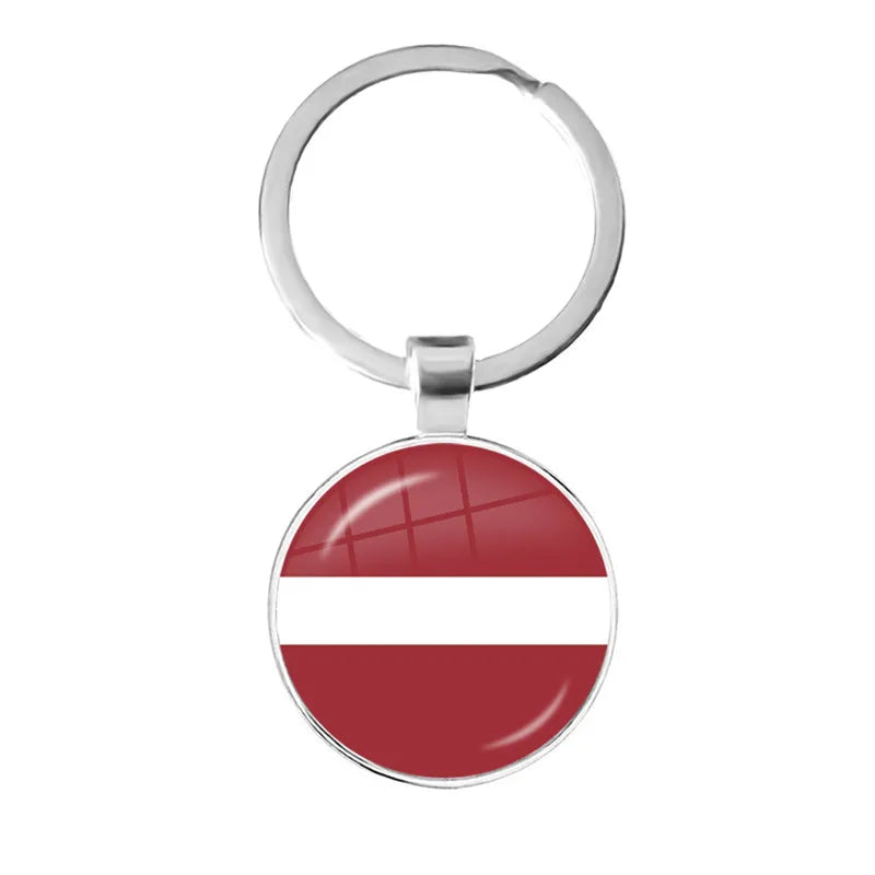 Malta Zambia Zimbabwe Latvia Armenia Azerbaijan Saudi Arabia UAE Morocco Glass Cabochon National Flag Keychain Keyholder Gift