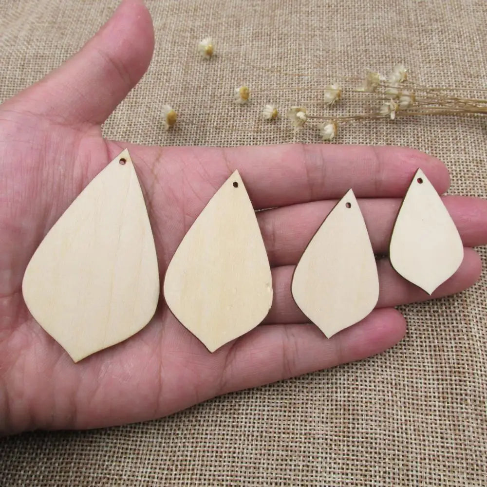 Unfinished Blank Wood Leaf Leaves Shape Cutout Plywood for DIY Dropearring, Jewelry Project, Painting Making