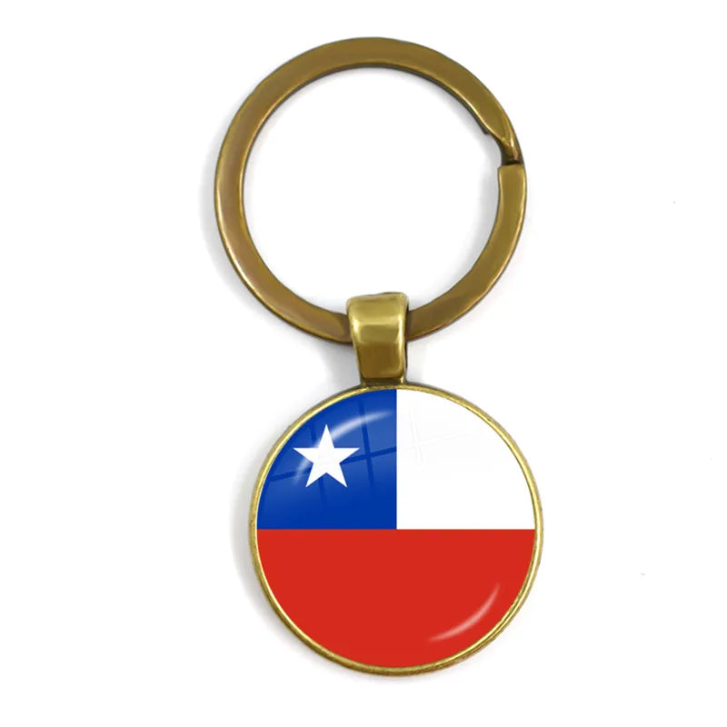 Malta Zambia Zimbabwe Latvia Armenia Azerbaijan Saudi Arabia UAE Morocco Glass Cabochon National Flag Keychain Keyholder Gift