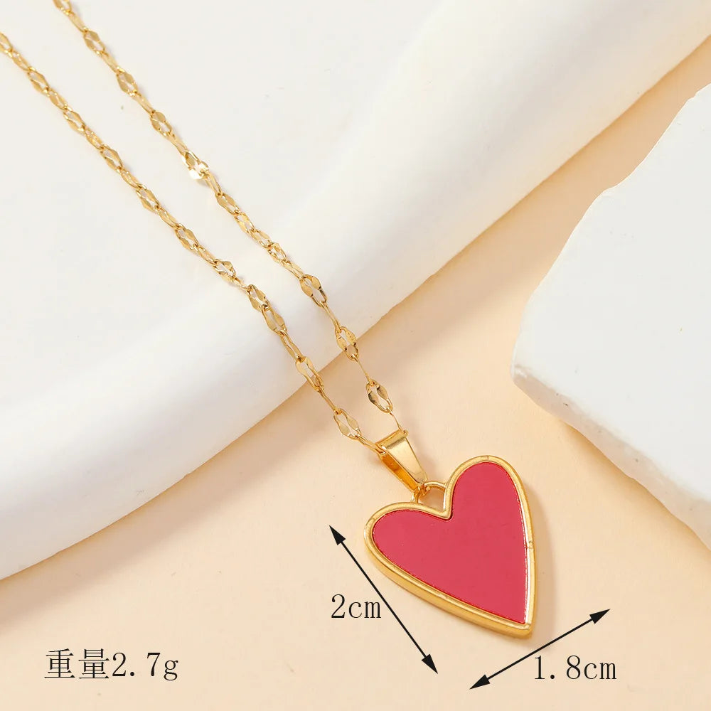 Classic Refined Elegant Women Drop Oil LOVE Love Pendant Necklace Handmade DIY Jewelry Accessories
