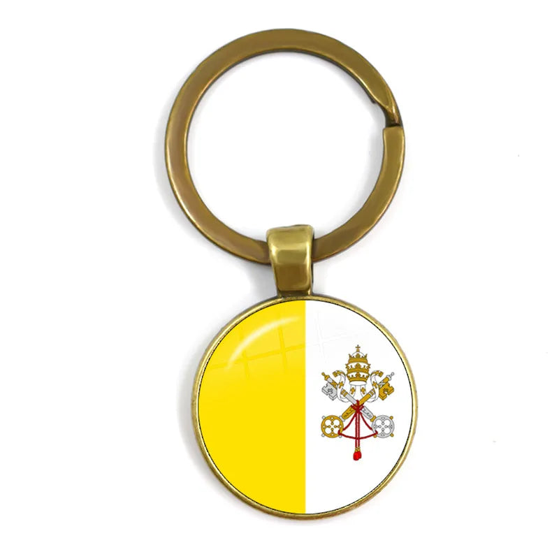 Malta Zambia Zimbabwe Latvia Armenia Azerbaijan Saudi Arabia UAE Morocco Glass Cabochon National Flag Keychain Keyholder Gift