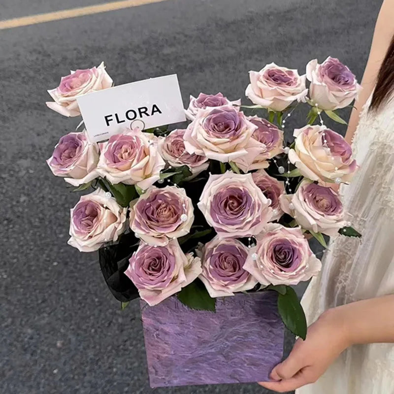 Luxury Pink Rose Bouquet in Exquisite Box with DecorationsRomantic Valentine's Day Bouquet