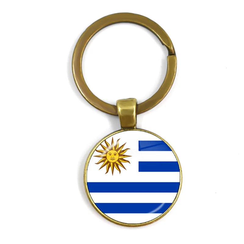 Malta Zambia Zimbabwe Latvia Armenia Azerbaijan Saudi Arabia UAE Morocco Glass Cabochon National Flag Keychain Keyholder Gift