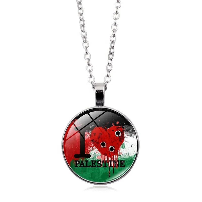 Wholesale Palestine Flag Necklace  Suppliers Custom Pendant Free Palestine Necklace Shopify Dropshipping