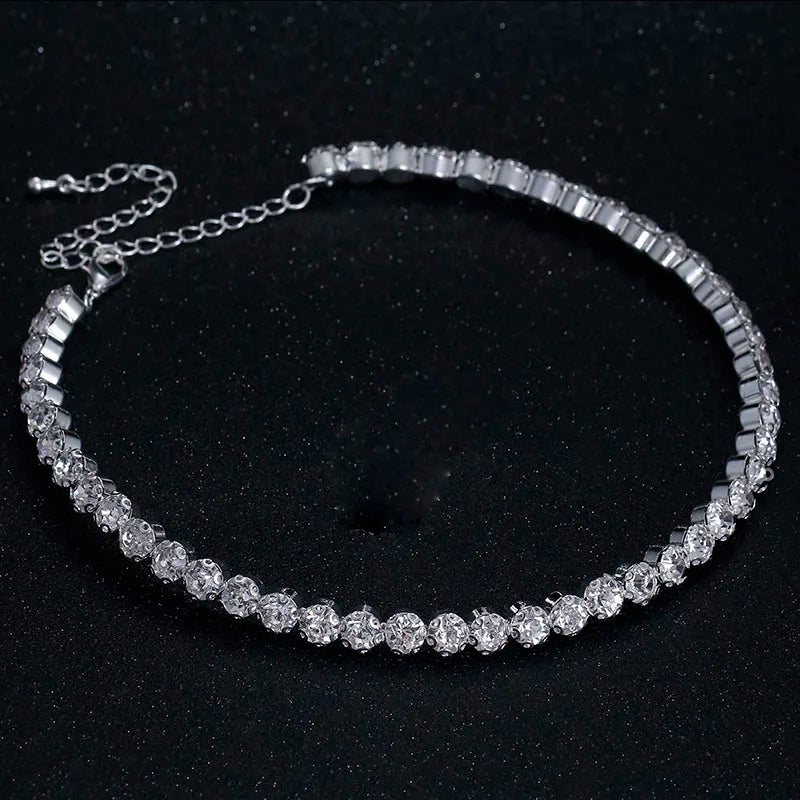 BLIJERY Fashion Diamante Crystal Rhinestone Choker Necklace for Women Silver Color Chokers Bridal Wedding Jewelry Femme Collier