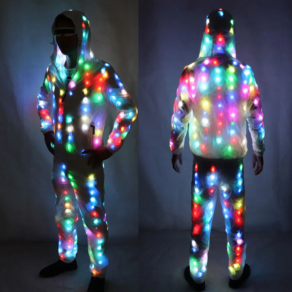Colorful Led Luminous Costume Clothes Dancing LED Growing Lighting Robot Suits Clothing with Pants Couple Set Event Party Suppli