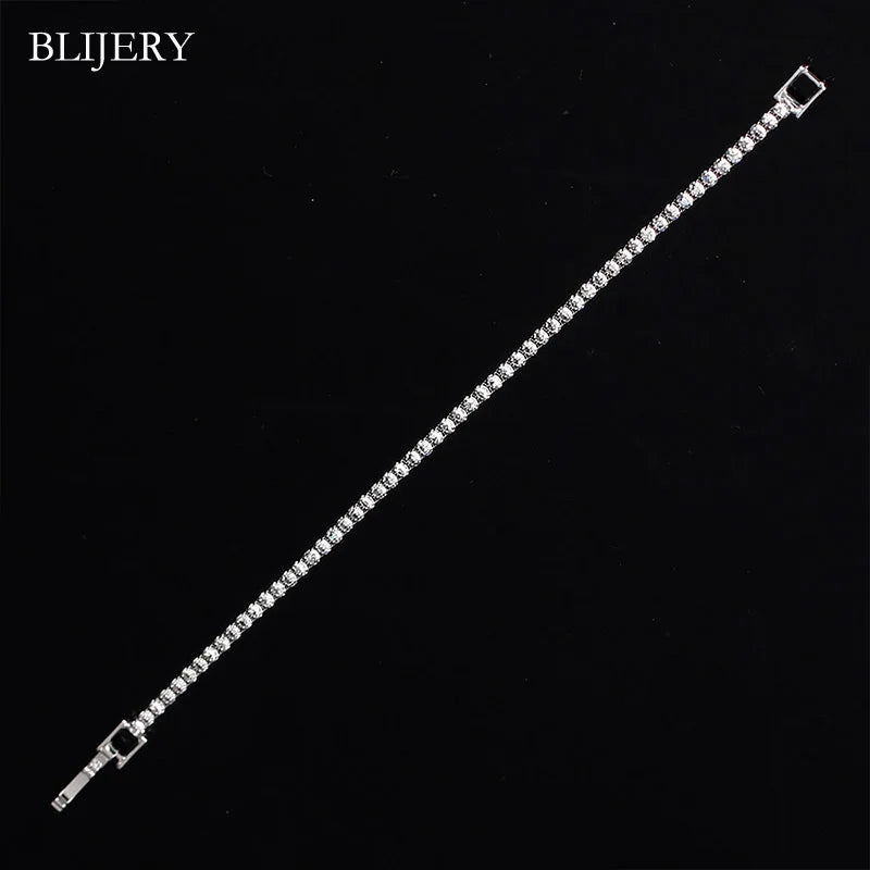 BLIJERY Silver Color Bridesmaid Bridal Jewelry Sets Crystal Choker Necklace Earrings Bracelet Set for Women Wedding Jewelry Set