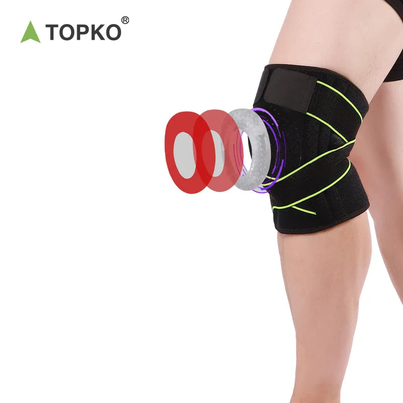 TOPKO Stocked Sillicon Non-slip Outdoor Sports Knee Sleeves Pads Support Weightlifting Knee Wrap