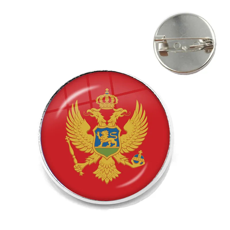 National Flag Brooches France Poland Puerto Rico Montenegro China Angola Senegal Philippines Japan Collar Pins For Women Men