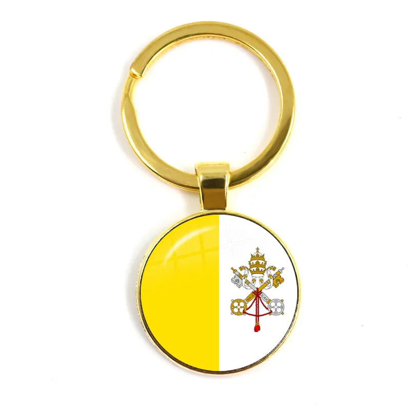 Malta Zambia Zimbabwe Latvia Armenia Azerbaijan Saudi Arabia UAE Morocco Glass Cabochon National Flag Keychain Keyholder Gift