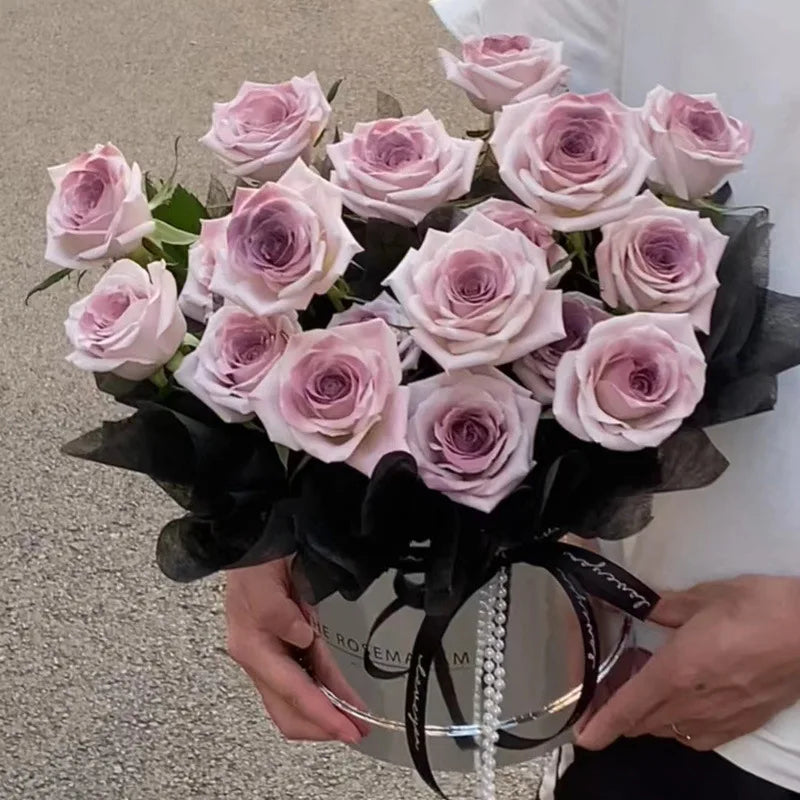 Luxury Pink Rose Bouquet in Exquisite Box with DecorationsRomantic Valentine's Day Bouquet