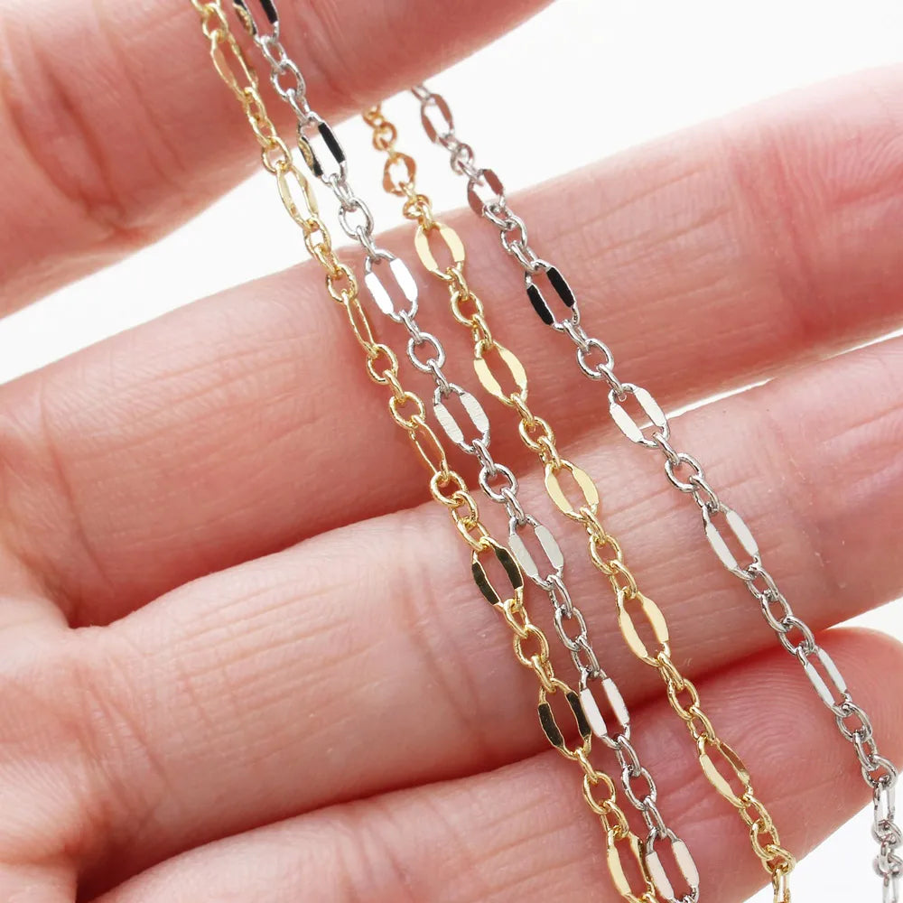 39inch 18K Gold Plated Necklace Chain DIY Jewelry Findings Supplies Handmade Components Brass accessories