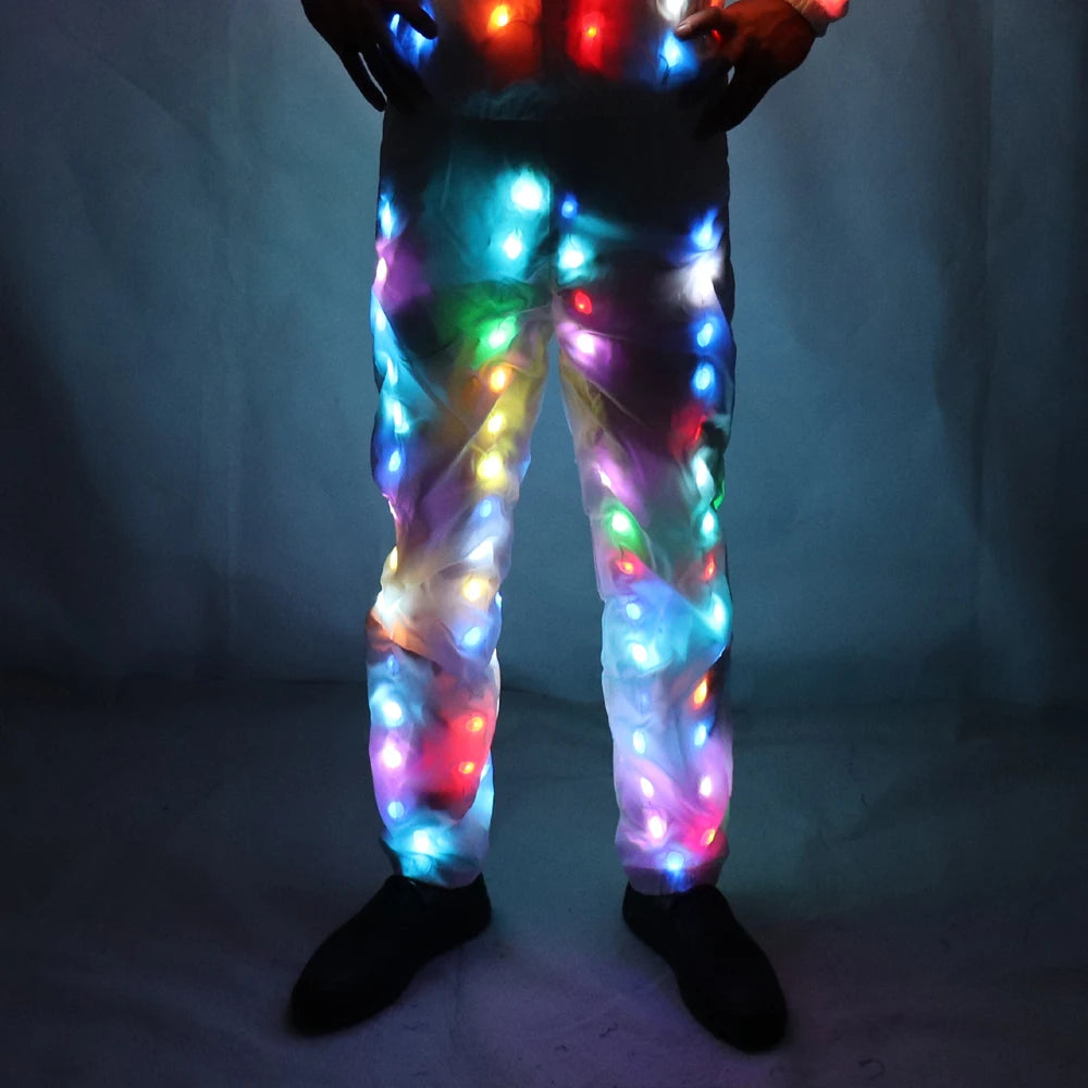 Colorful Led Luminous Costume Clothes Dancing LED Growing Lighting Robot Suits Clothing with Pants Couple Set Event Party Suppli