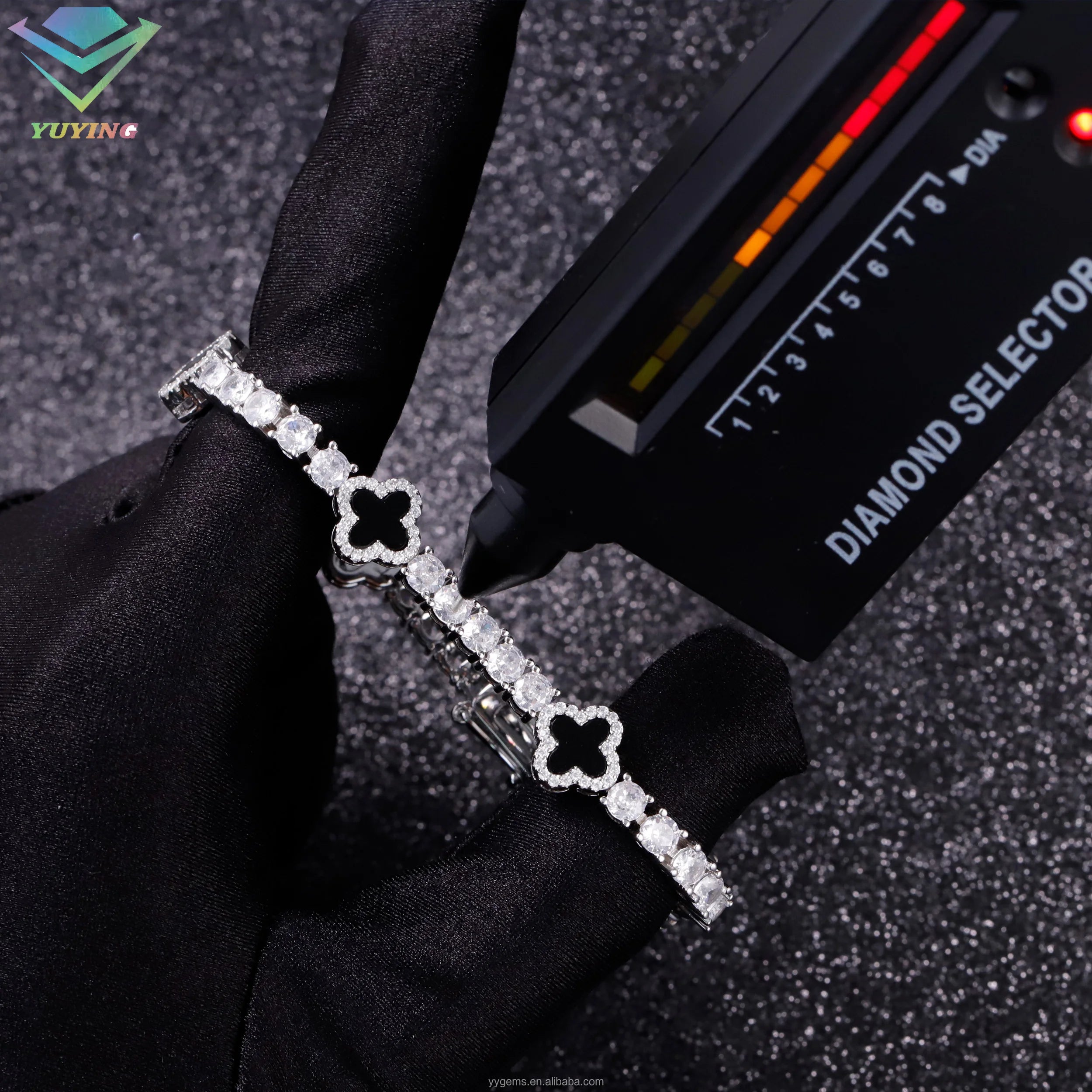 Lucky Four Leaf Clover Tennis Bracelet Hip Hop Jewelry 3mm 4mm 5mm S925 Silver Iced Out Moissanite Clover Tennis Bracelet