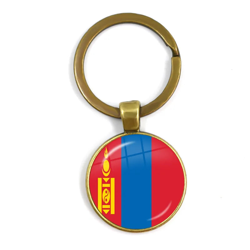Malaysia, Laos, Denmark, Norway, Sweden, Slovakia National Flag Keychain 25mm Glass Cabochon Key Rings For Women Men Gift