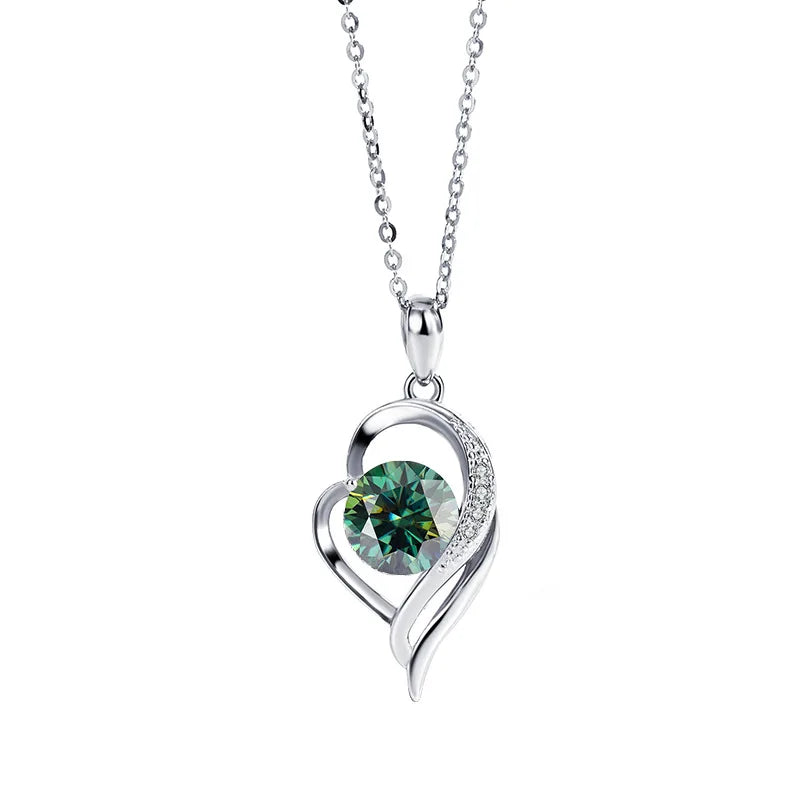 NORELLE Original 1ct Moissanite Heart Pendant Necklace Dainty S925 Sterling Silver Brilliant Love Motif Fashion Cupid's Necklace