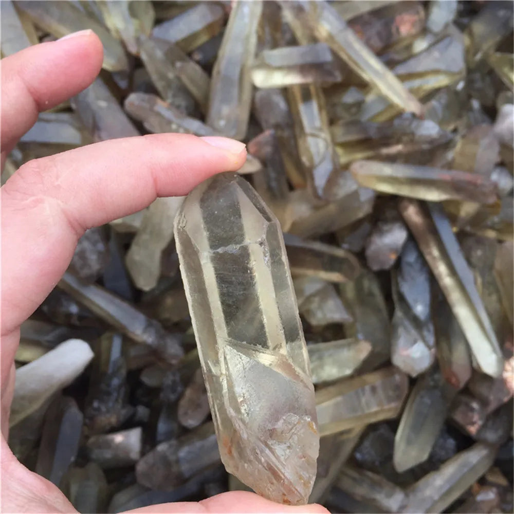 50g Natural Samll Smoke Citrine Quartz Crystal Points Wand Rough Orignal Yellow Healing Stone Specimen Mineral