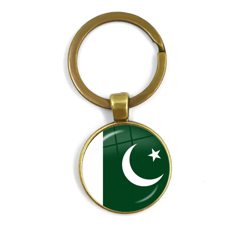 Malaysia, Laos, Denmark, Norway, Sweden, Slovakia National Flag Keychain 25mm Glass Cabochon Key Rings For Women Men Gift