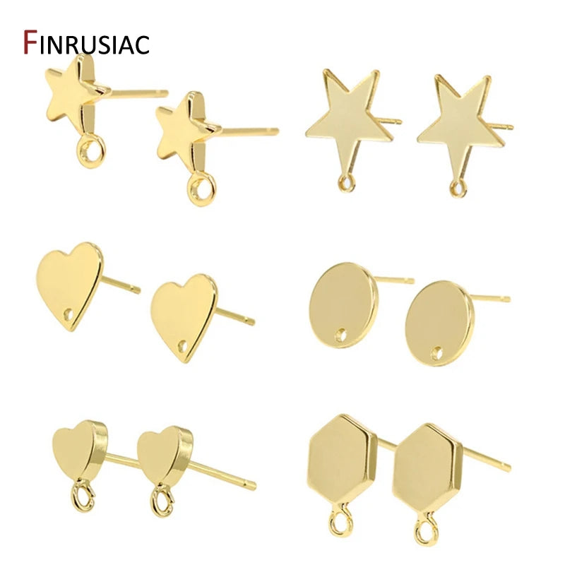 Jewellery Making Supplies 14K Real Gold Plated Creative 6 Styles DIY Earrings Accessories Earrings Hooks Fittings Wholesale