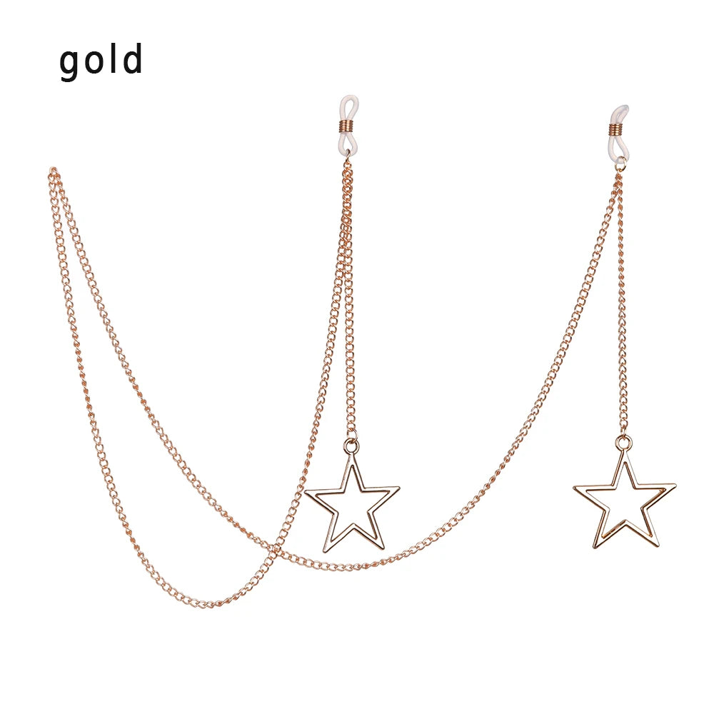 New Fashion Women Eyeglass Chain Hollow Star Pearl Beaded Sunglasses Reading Glasses Lanyard Eyewear Holder Neck Strap Rope