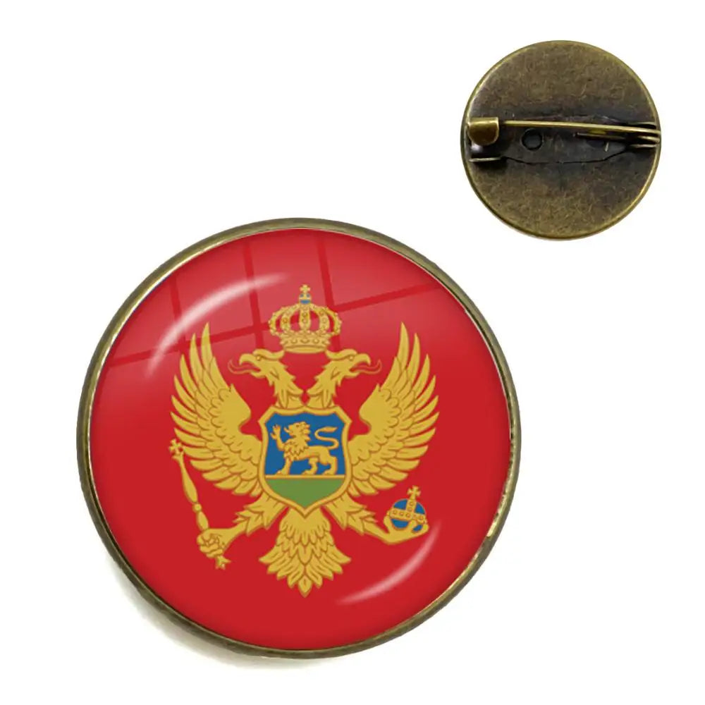 National Flag Brooches France Poland Puerto Rico Montenegro China Angola Senegal Philippines Japan Collar Pins For Women Men