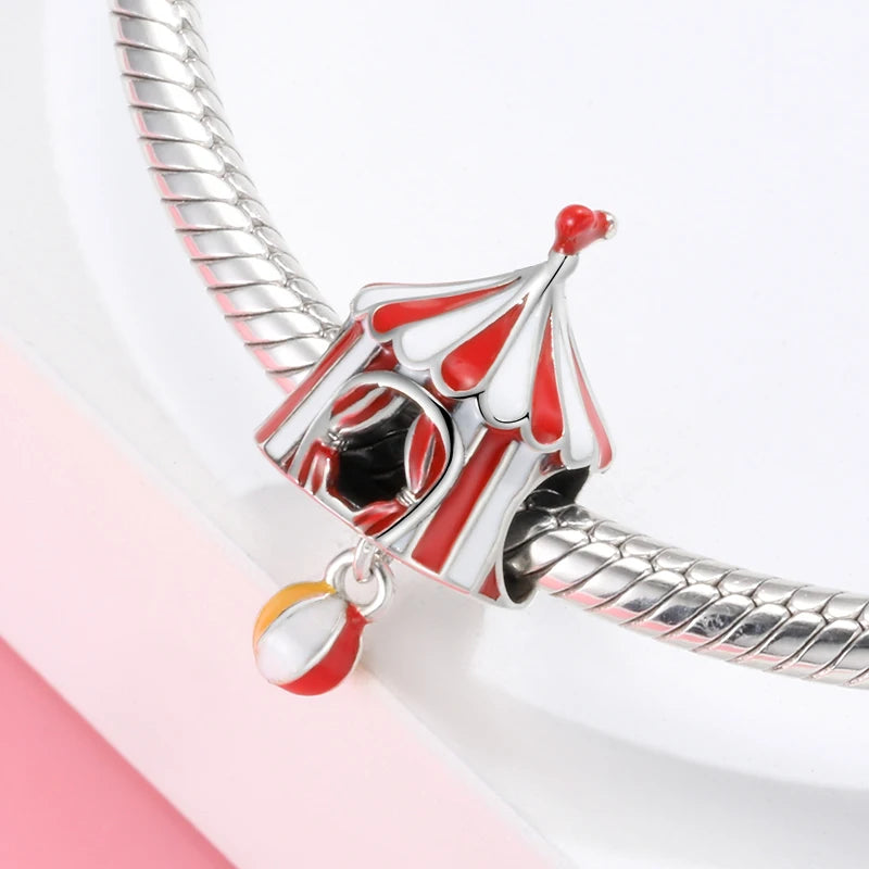 Real 925 Sterling Silver Colorful Circus Theme Performance Charms Original DIY Bracelet Beads Jewelry Making Wonderful Life