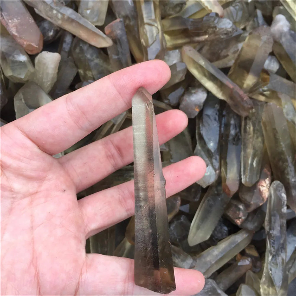 50g Natural Samll Smoke Citrine Quartz Crystal Points Wand Rough Orignal Yellow Healing Stone Specimen Mineral