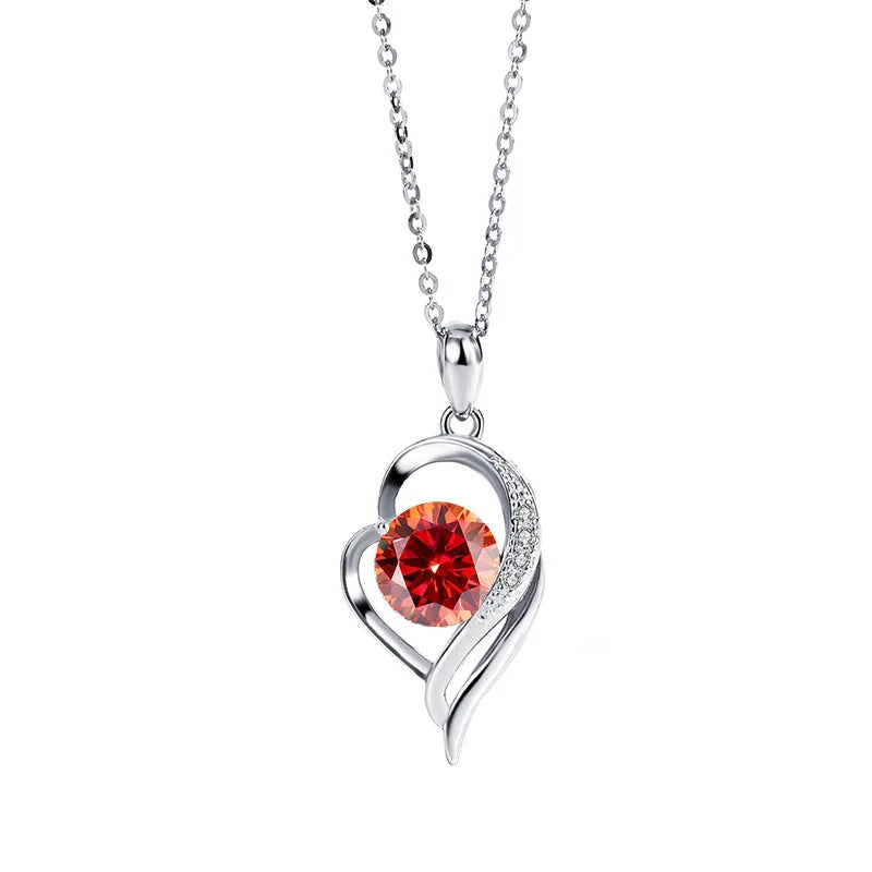 NORELLE Original 1ct Moissanite Heart Pendant Necklace Dainty S925 Sterling Silver Brilliant Love Motif Fashion Cupid's Necklace