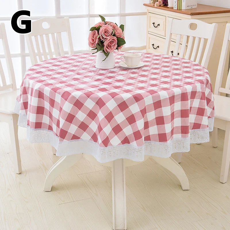 Pastoral Flower Style Round Table Cloth PVC Plastic Thick Tablecloth Oil Proof Waterproof Fabric Tables Cover Decorative Kitchen