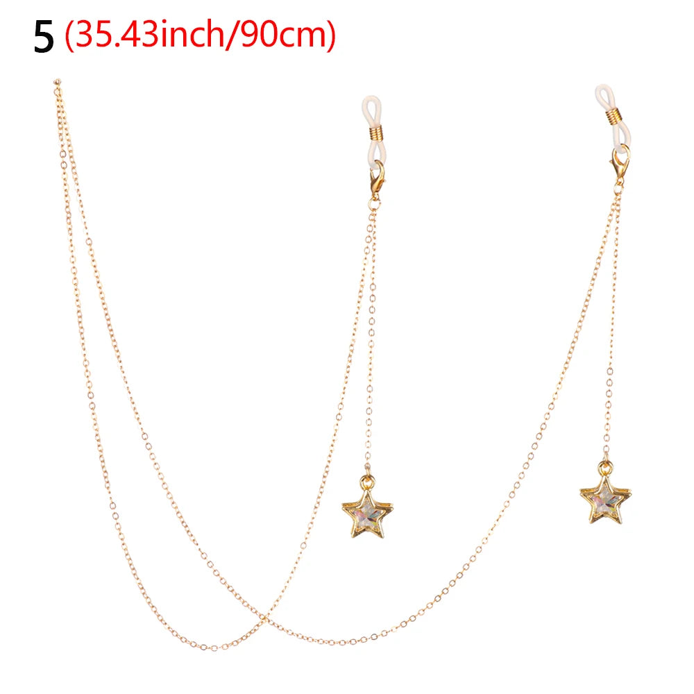 New Fashion Women Eyeglass Chain Hollow Star Pearl Beaded Sunglasses Reading Glasses Lanyard Eyewear Holder Neck Strap Rope