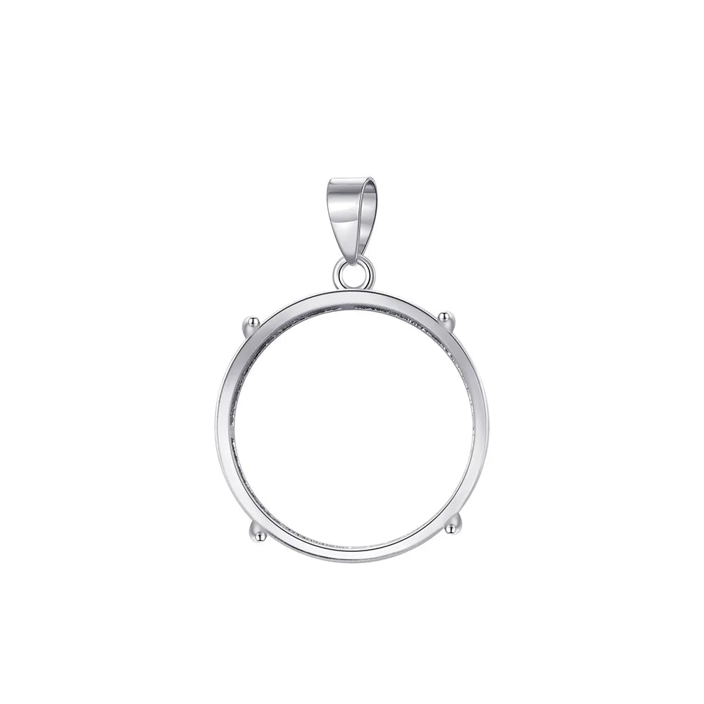 S925 Silver   Round Simple Four-Claw Classic Pendant Empty Pendant Not Inlaid Exquisite Fashion Explosions Light