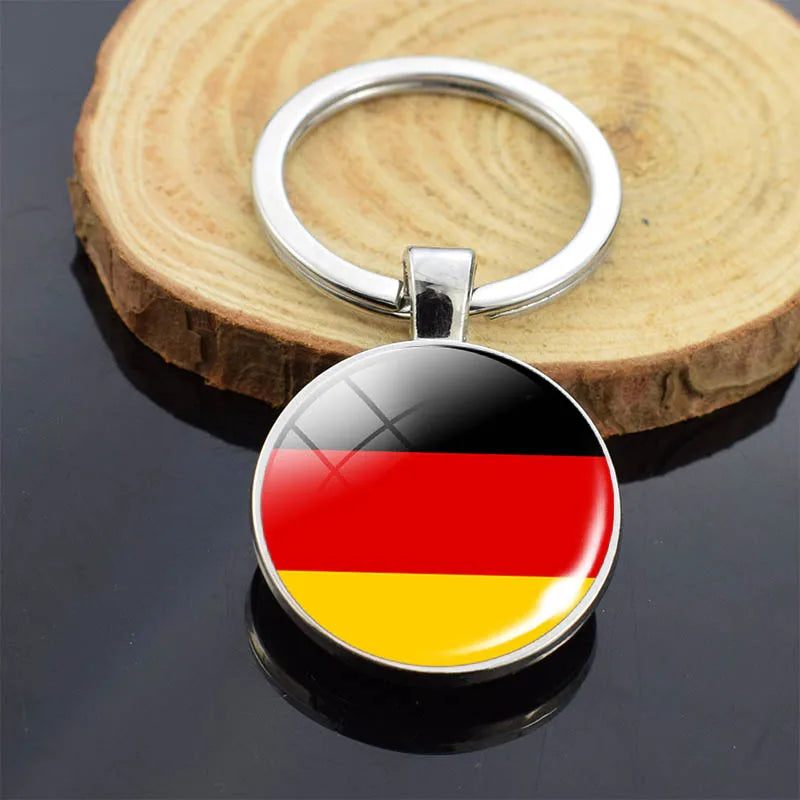 National Flag Key Chains Austria Czech Republic Slovakia Switzerland Liechtenstein Poland Germany Cuba Double Side Glass Keyring