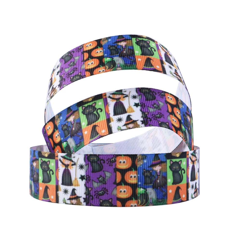 5 Yards Multi Size Cute Cat Theme Ribbons Grosgrain Animal Printed Decorations DIY Sewing Crafts For Making Hair Bows
