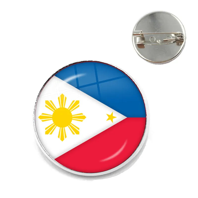 National Flag Brooches France Poland Puerto Rico Montenegro China Angola Senegal Philippines Japan Collar Pins For Women Men
